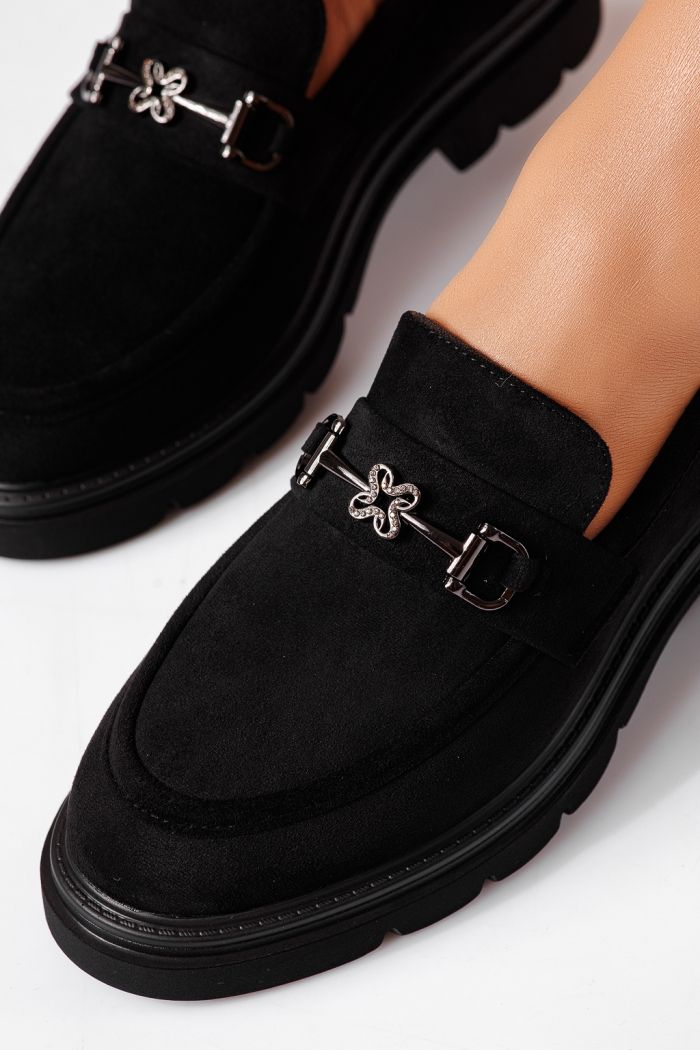 Pantofi casual dama negri din piele ecologica Tahlia #25516
