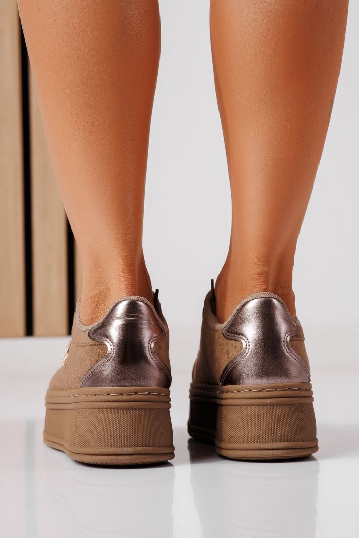 Adidasi dama khaki din piele ecologica intoarsa Astoria #25452