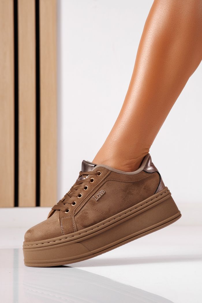 Adidasi dama khaki din piele ecologica intoarsa Azaria #25456