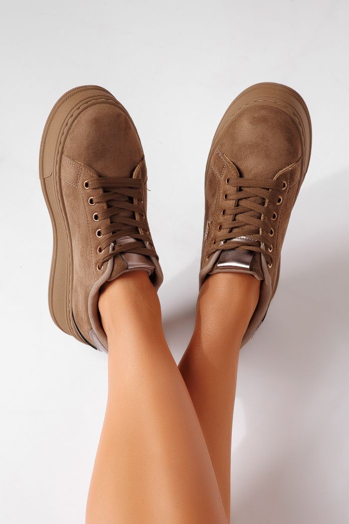 Adidasi dama khaki din piele ecologica intoarsa Azaria #25456