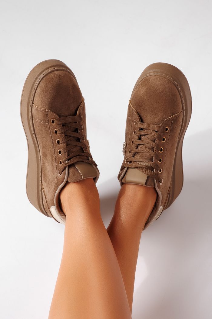 Adidasi dama khaki din piele ecologica intoarsa Enya #25470