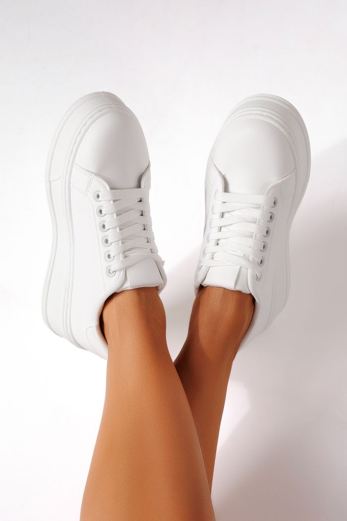 Adidasi dama albi din piele ecologica Calypso #25461