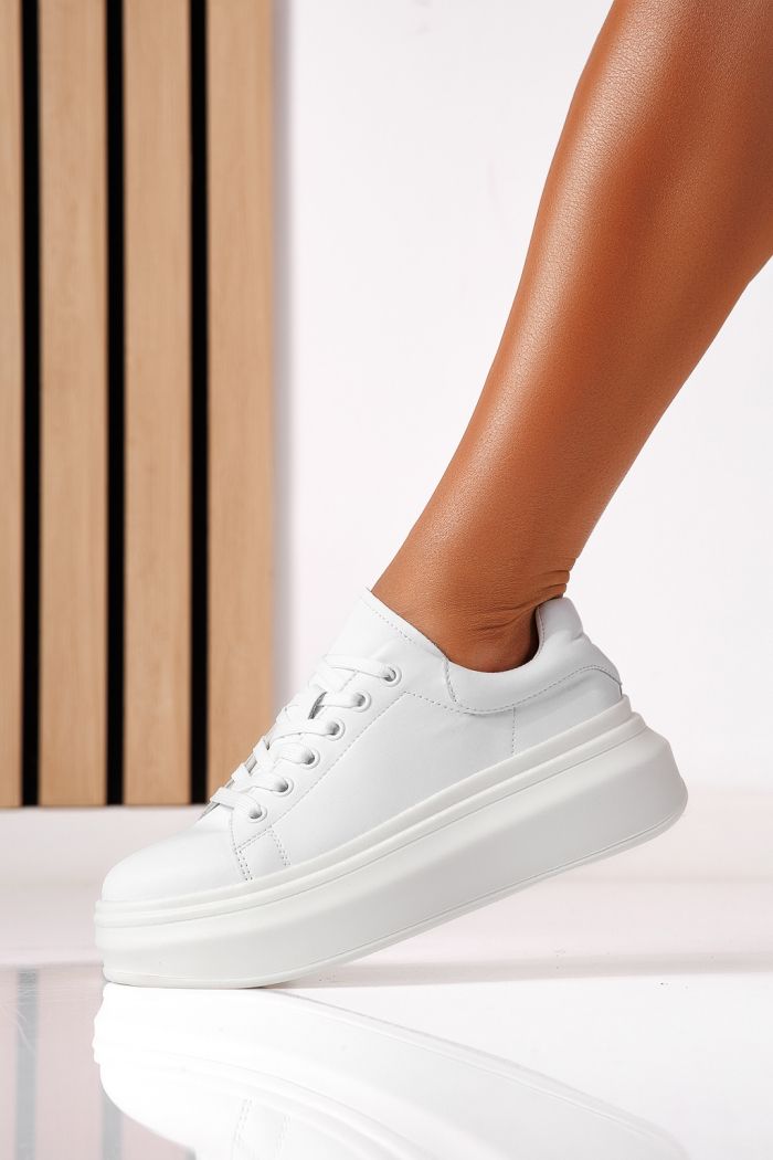 Adidasi dama albi din piele naturala Indira2 #25502