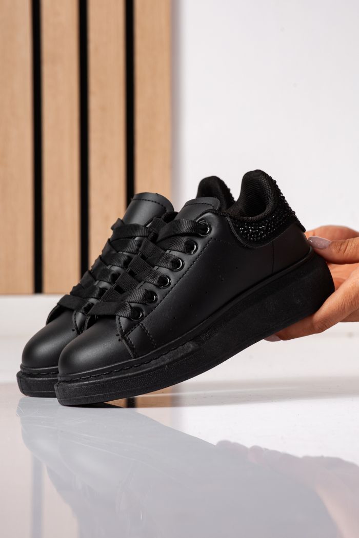 Adidasi copii negri din piele ecologica Scarlett #25434