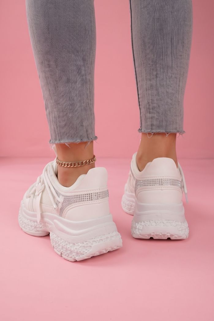 Adidasi dama albi din piele ecologica Naira #25523