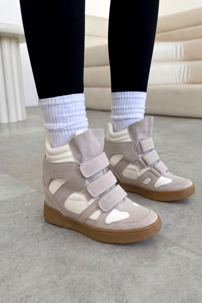 Adidasi dama cu platforma albi din piele ecologica intoarsa  Aliss #25547