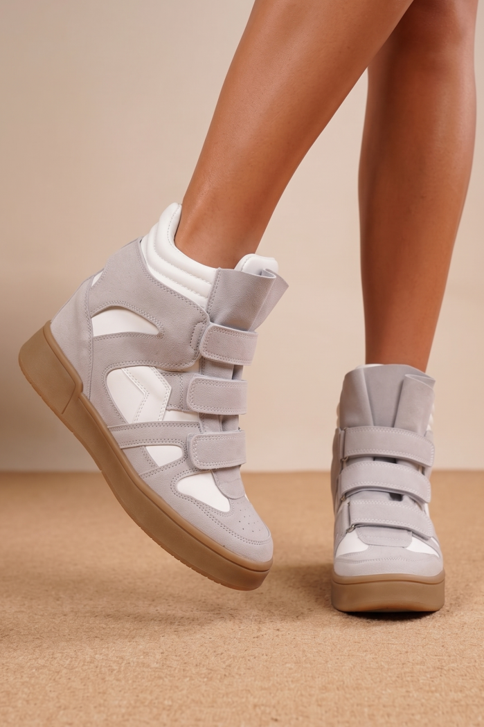 Adidasi dama cu platforma albi din piele ecologica intoarsa  Aliss #25547