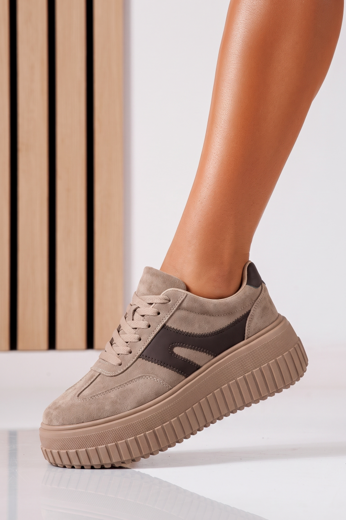 Adidasi dama khaki din piele ecologica intoarsa Vespera #25565