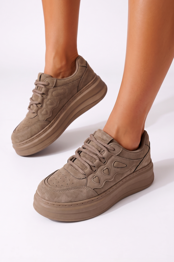 Adidasi dama khaki din piele ecologica intoarsa Aurelia #25560