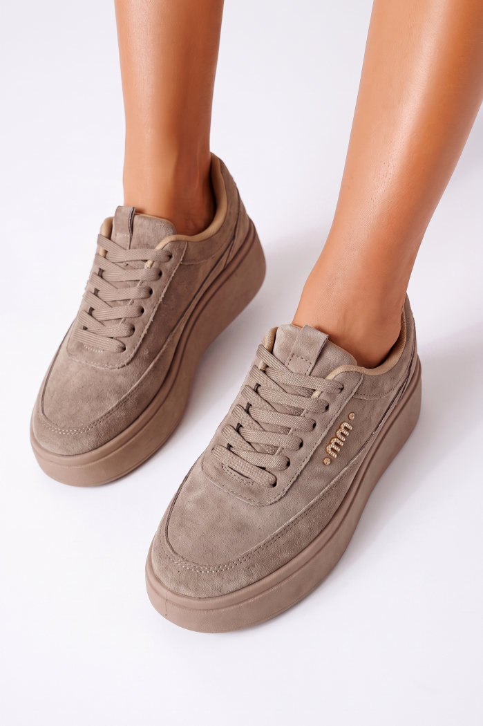 Adidasi dama khaki din piele ecologica intoarsa Mirelle #25580
