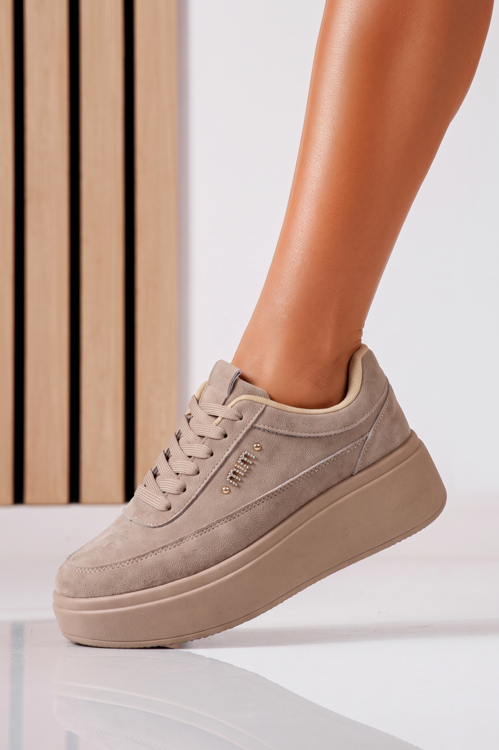 Adidasi dama khaki din piele ecologica intoarsa Mirelle #25580