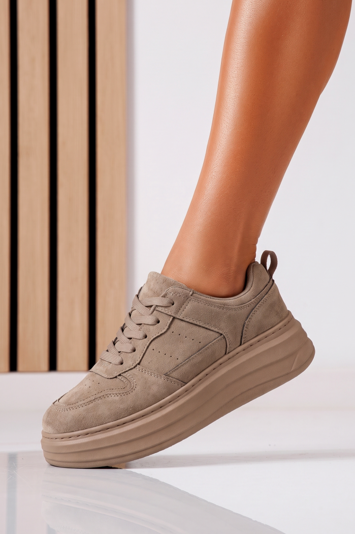 Adidasi dama khaki din piele ecologica intoarsa Lyra #25562