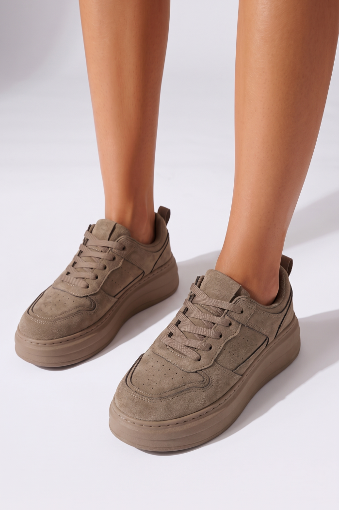 Adidasi dama khaki din piele ecologica intoarsa Lyra #25562