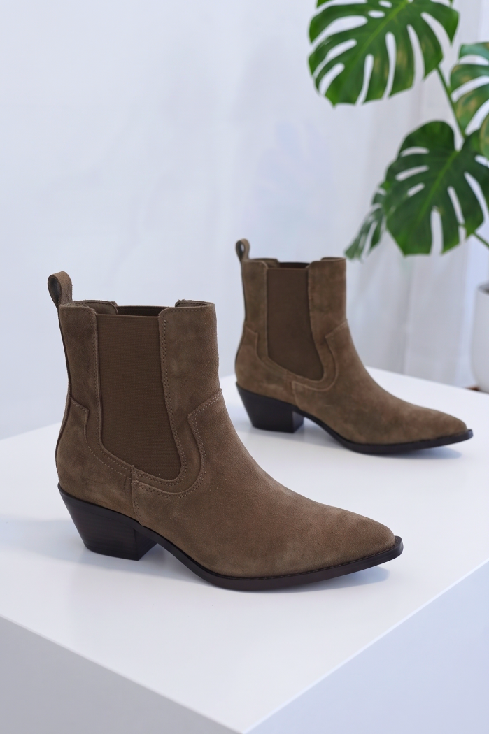 Ciocate dama khaki din piele naturala intoarsa Liora #25571
