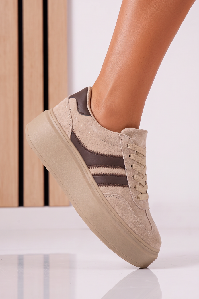 Adidasi dama khaki din piele ecologica intoarsa Oriana #30061