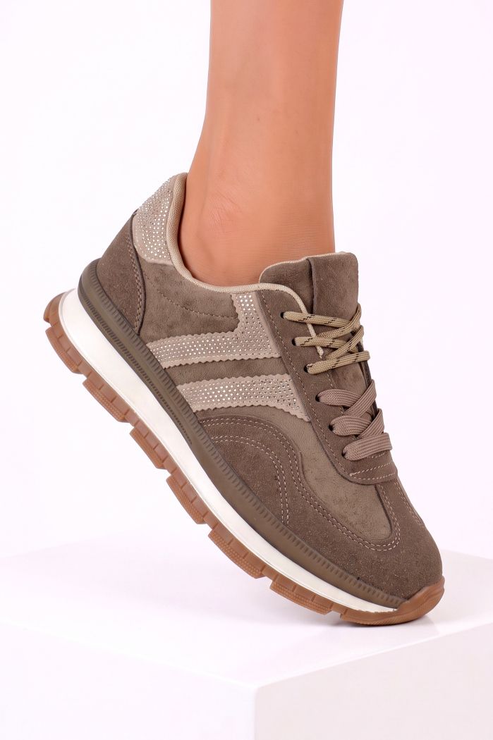 Adidasi dama khaki din piele ecologica intoarsa Ginevra #30044