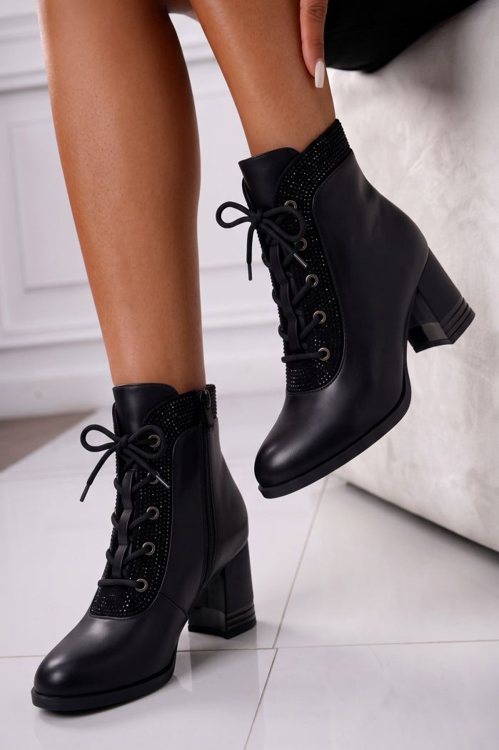 Botine dama captusite negre din piele ecologica Anna #30038