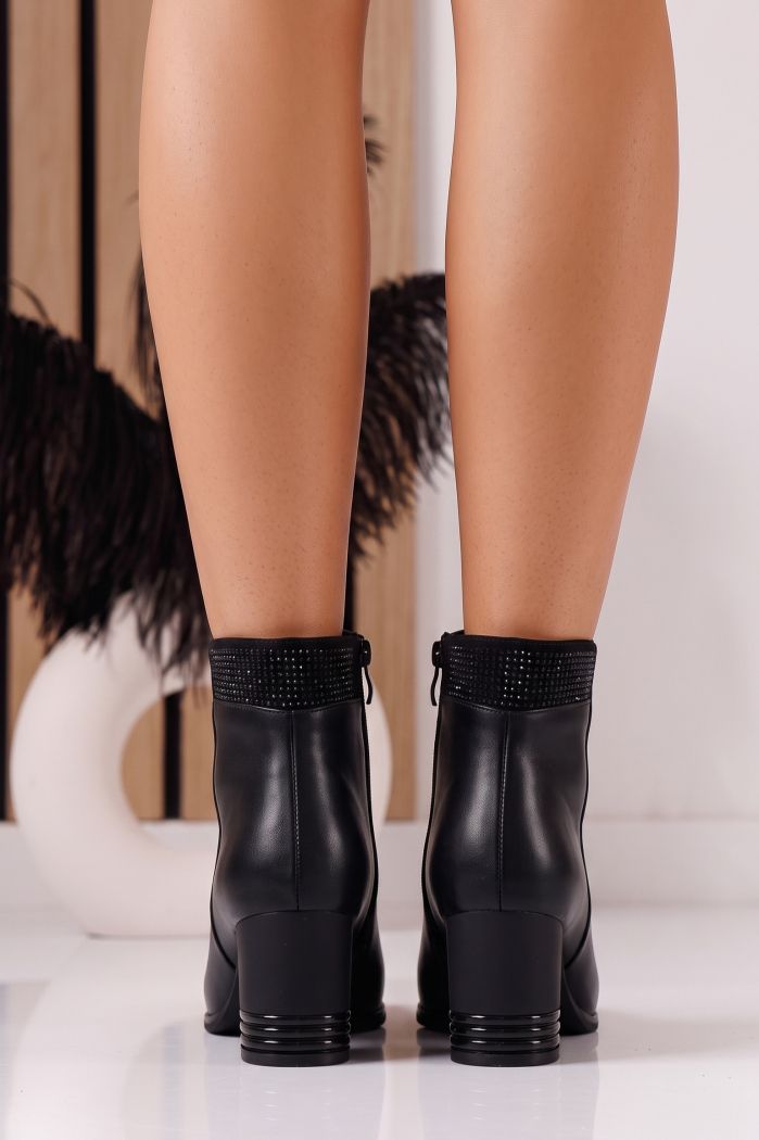 Botine dama captusite negre din piele ecologica Anna #30038