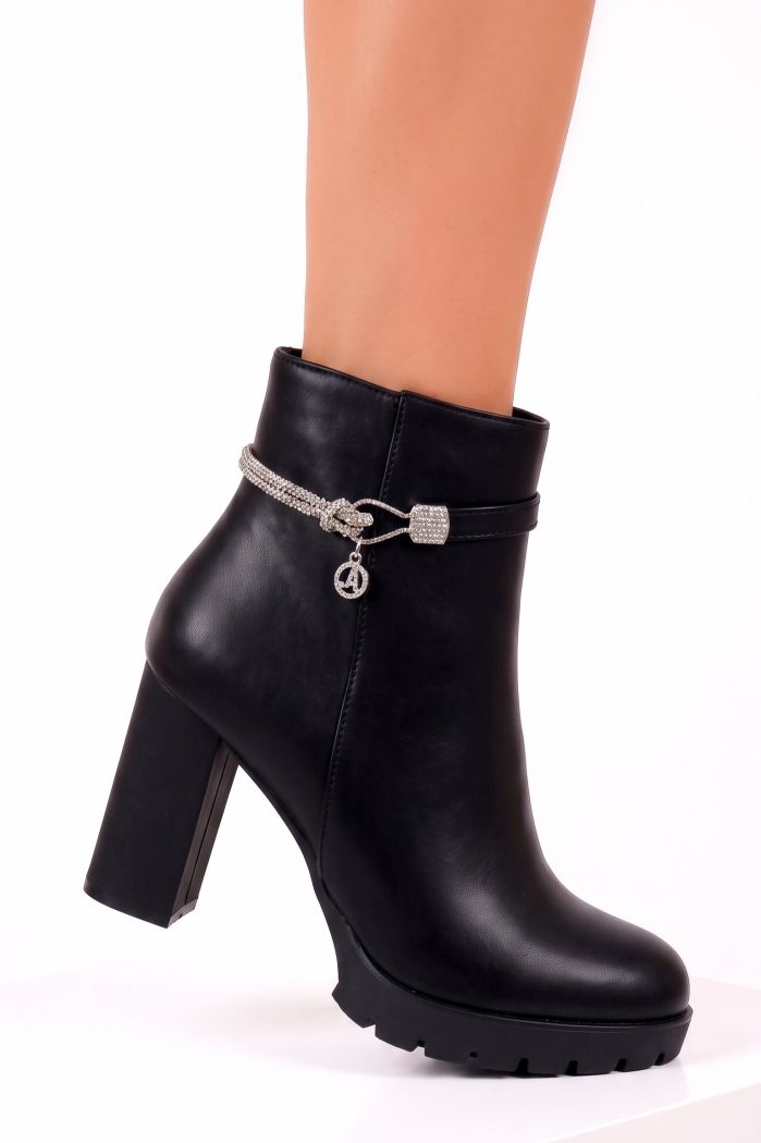 Botine dama captusite negre din piele ecologica Faye #30039