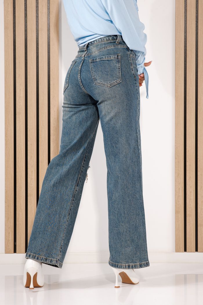 Blugi Wide Leg Fit Dama Neris Albastri #A1440