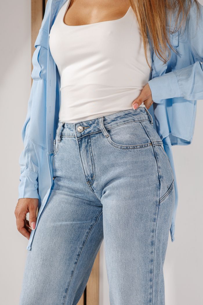 Blugi Wide Leg Dama Azalea Albastri #A1428