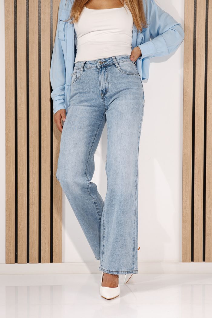 Blugi Wide Leg Dama Azalea Albastri #A1428