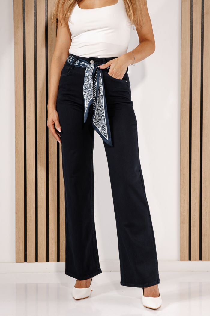 Blugi Wide Leg Dama Zafira Bleumarin #A1431