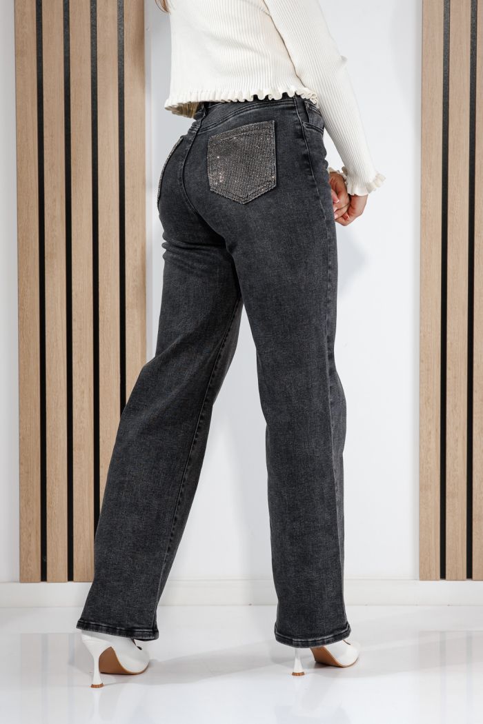 Blugi Wide Leg Dama Avelia Negri #A1439
