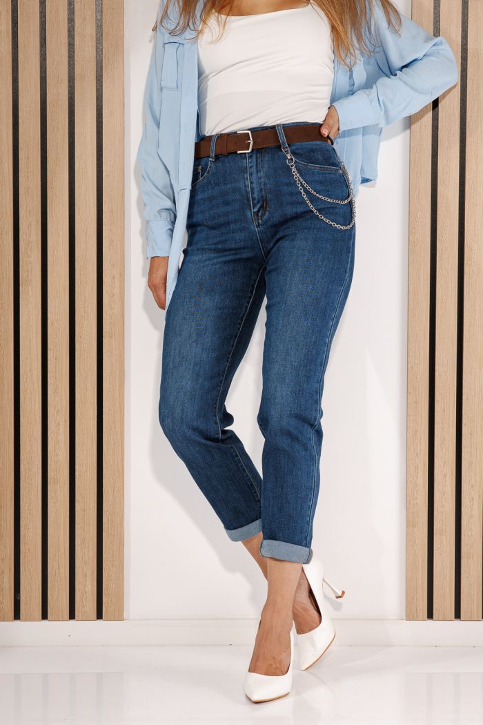 Blugi Mom Fit Dama Azura Albastri #A1443