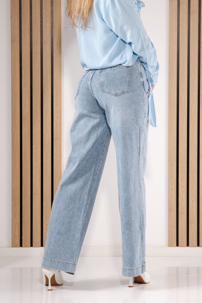 Blugi Wide Leg Dama Lilith Albastri #A1430