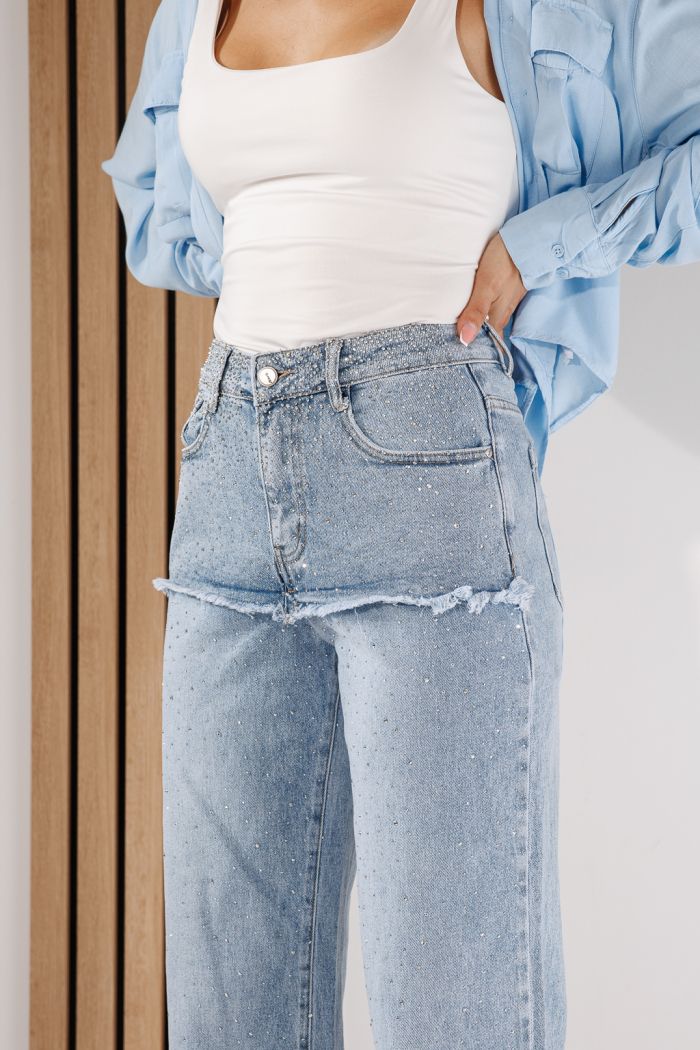 Blugi Wide Leg Dama Lilith Albastri #A1430