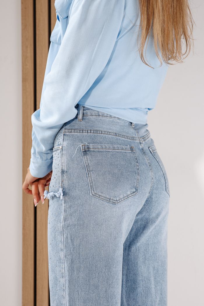 Blugi Wide Leg Dama Lilith Albastri #A1430