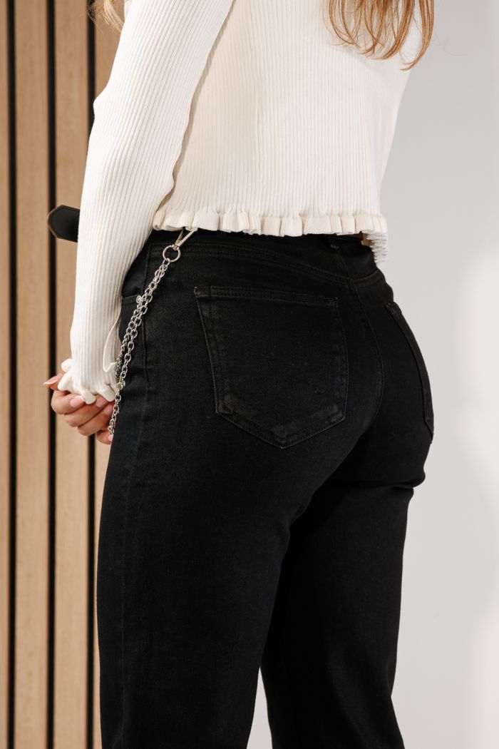 Blugi Mom Fit Dama Livia Negri #A1442