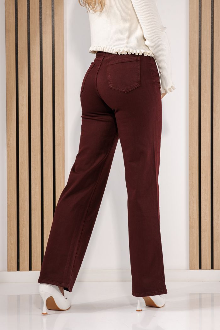 Blugi Wide Leg Dama Azra Bordo #A1434