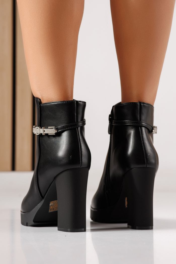 Botine dama captusite negre din piele ecologica Nyra #30001