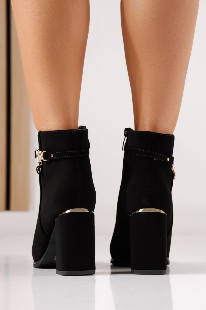 Botine dama captusite negre din piele ecologica intoarsa Estella #30091