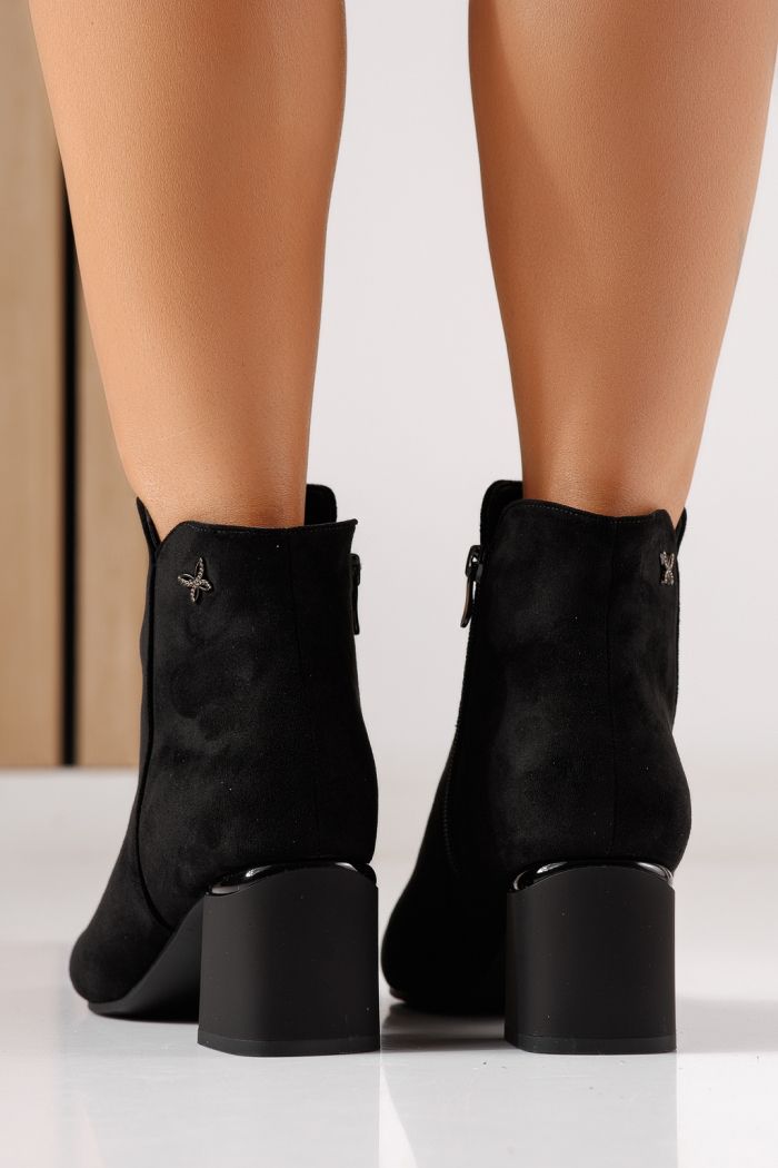 Botine dama captusite negre din piele ecologica intoarsa Elora #30022