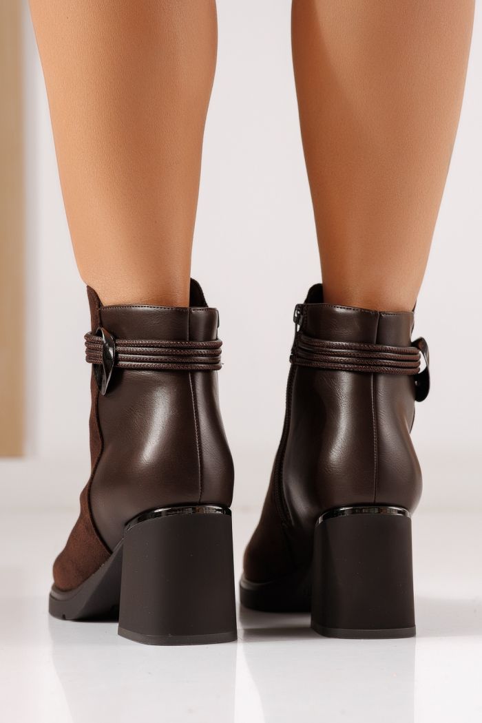 Botine dama captusite maro din piele ecologica intoarsa Niva #30016