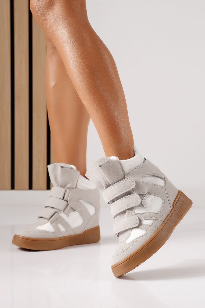 Adidasi dama cu platforma albi din piele ecologica intoarsa Martina #30049