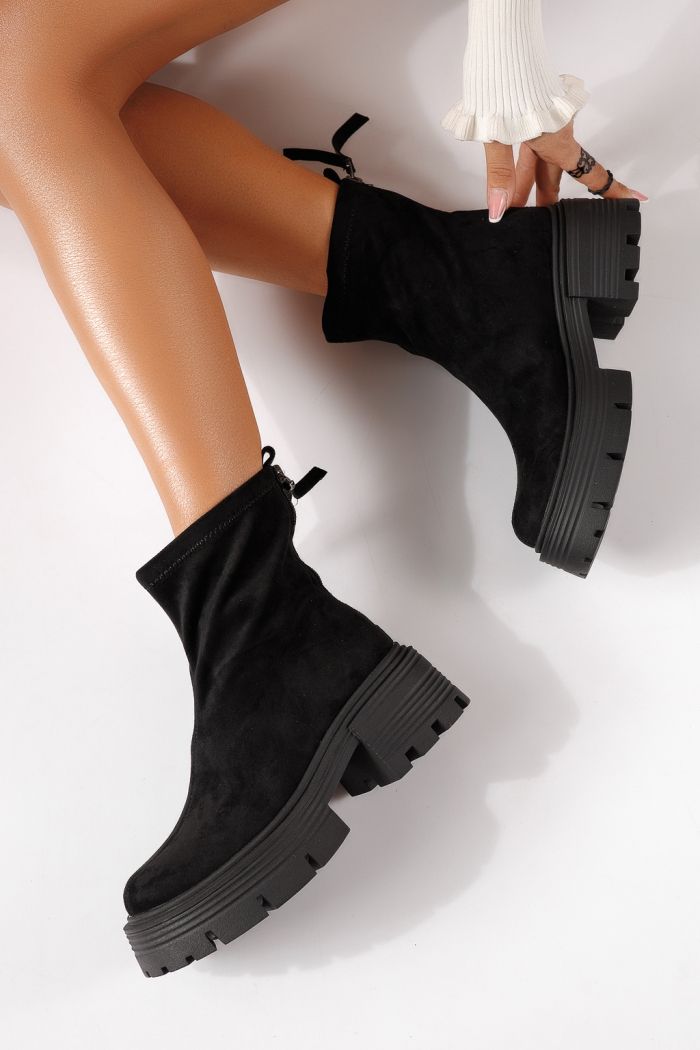 Ghete dama captusite negre din piele ecologica intoarsa Lorelei #30095