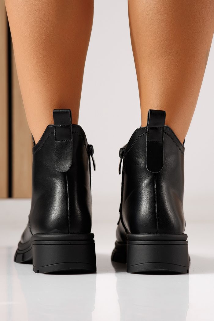 Ghete dama captusite negre din piele ecologica intoarsa Athena  #30113