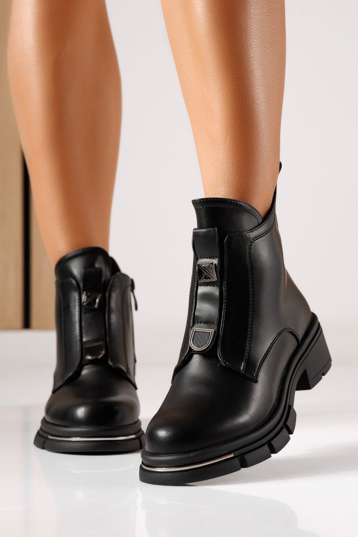 Ghete dama captusite negre din piele ecologica intoarsa Athena  #30113