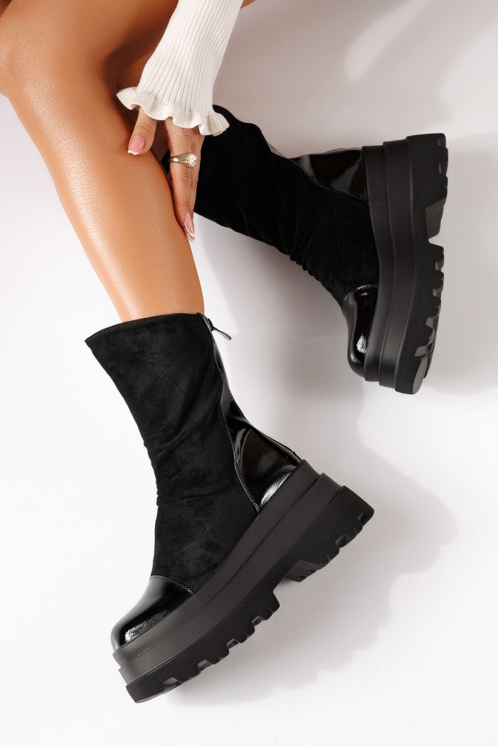 Ghete dama captusite negre din piele ecologica Selene #30111