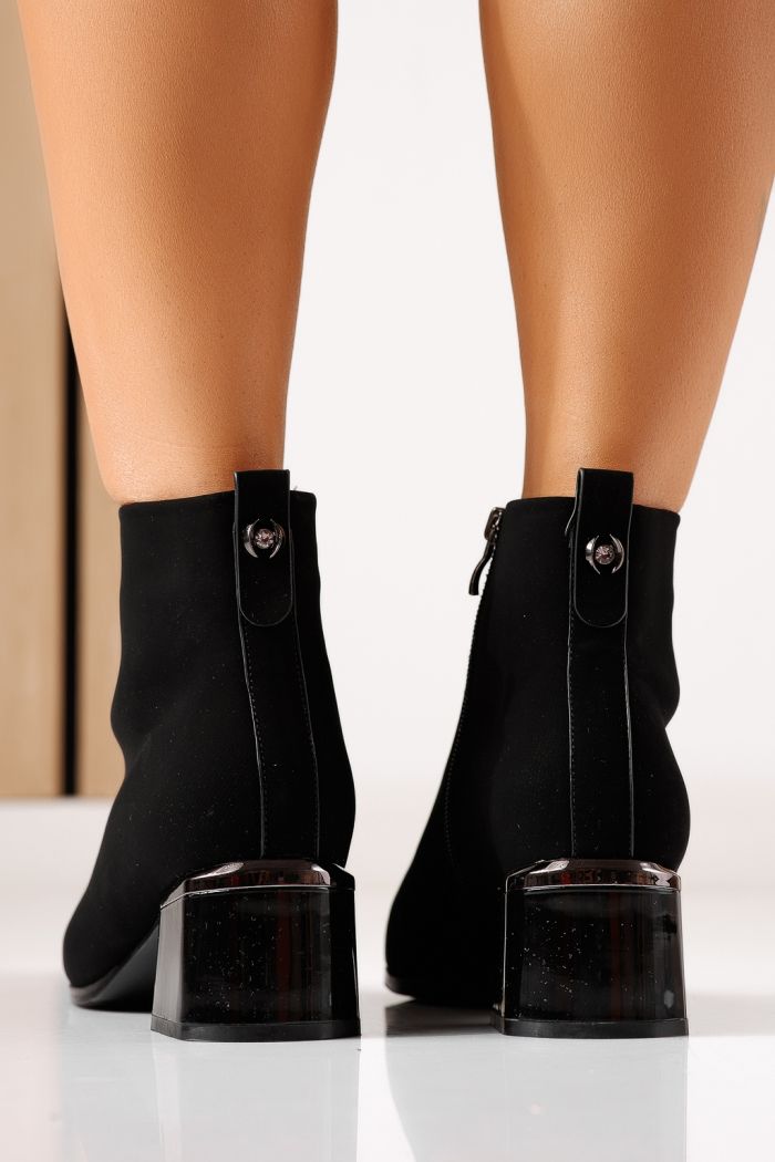 Botine dama vatuite negre din piele ecologica Valesia #30141