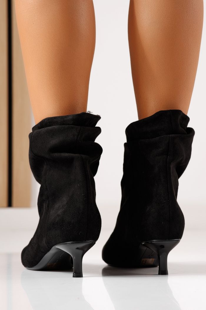 Botine dama captusite negre din piele ecologica intoarsa Vela #30013
