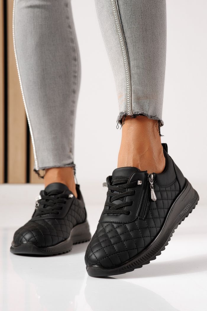 Pantofi casual dama captusiti negri din piele ecologica Lelia #30135