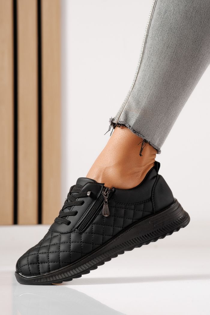 Pantofi casual dama captusiti negri din piele ecologica Lelia #30135