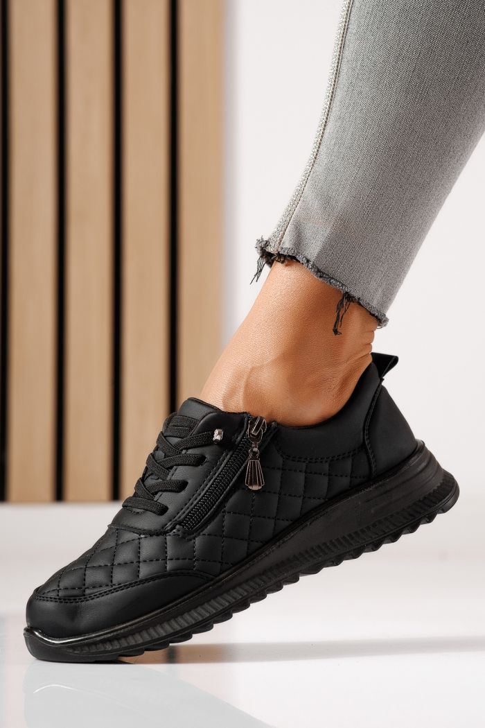 Pantofi casual dama captusiti negri din piele ecologica Viana #30139
