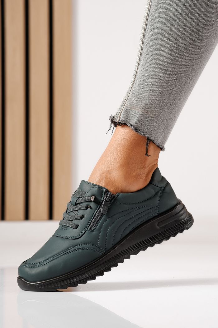 Pantofi casual dama captusiti verzi din piele ecologica Orielle #30126