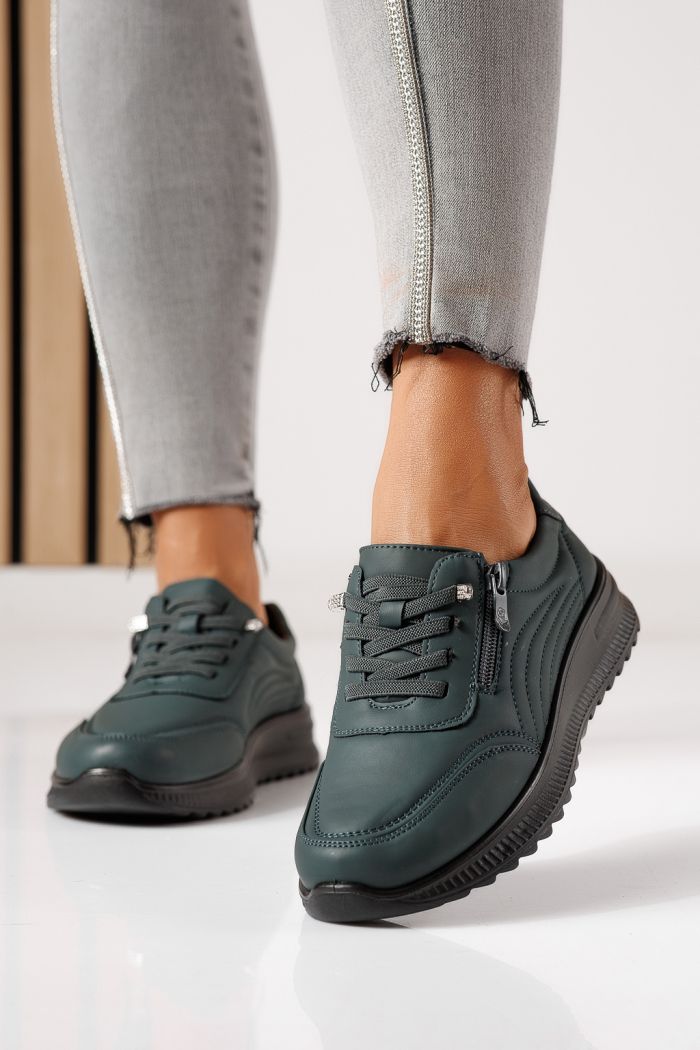 Pantofi casual dama captusiti verzi din piele ecologica Orielle #30126